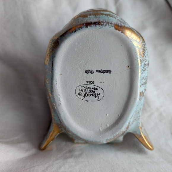 Stangl Pottery 22k Antique Gold Green Ceramic Swan Planter Vase MCM Vintage - Picture 11 of 13